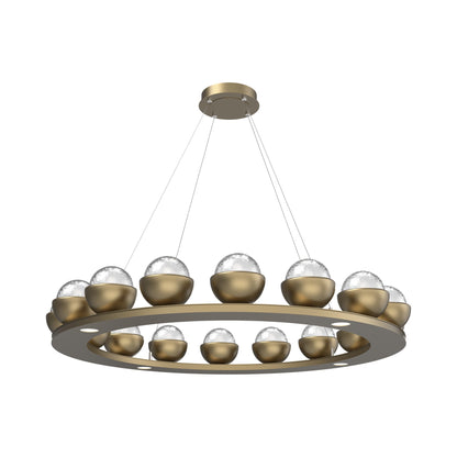 Cabochon Ring Clear LED Chandelier in Gilded Brass/Matching Finish (46.8-Inch).