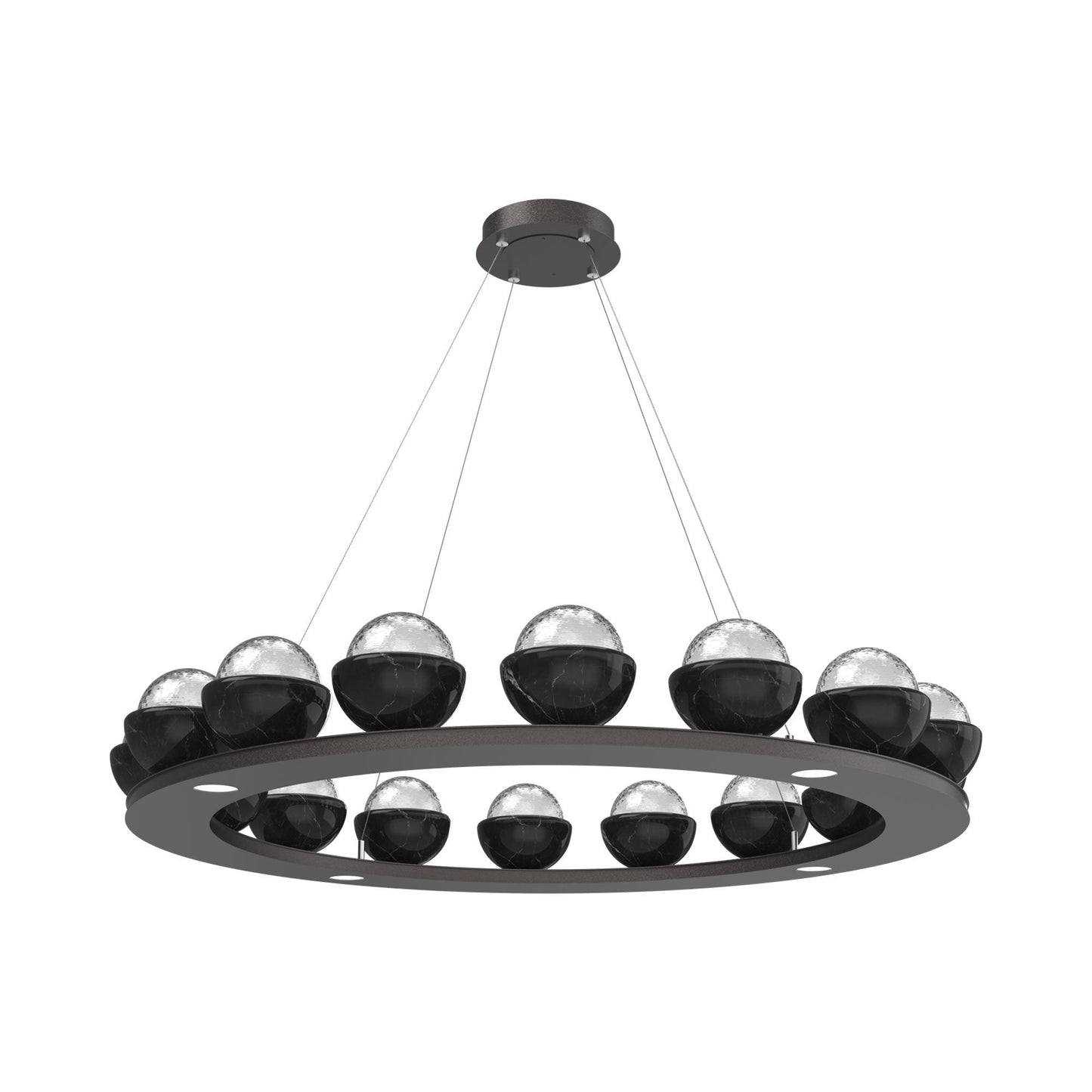 Cabochon Ring Clear LED Chandelier in Graphite/Black Marble (46.8-Inch).