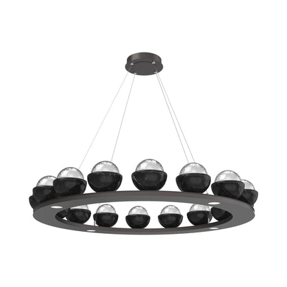 Cabochon Ring Clear LED Chandelier in Graphite/Black Marble (46.8-Inch).