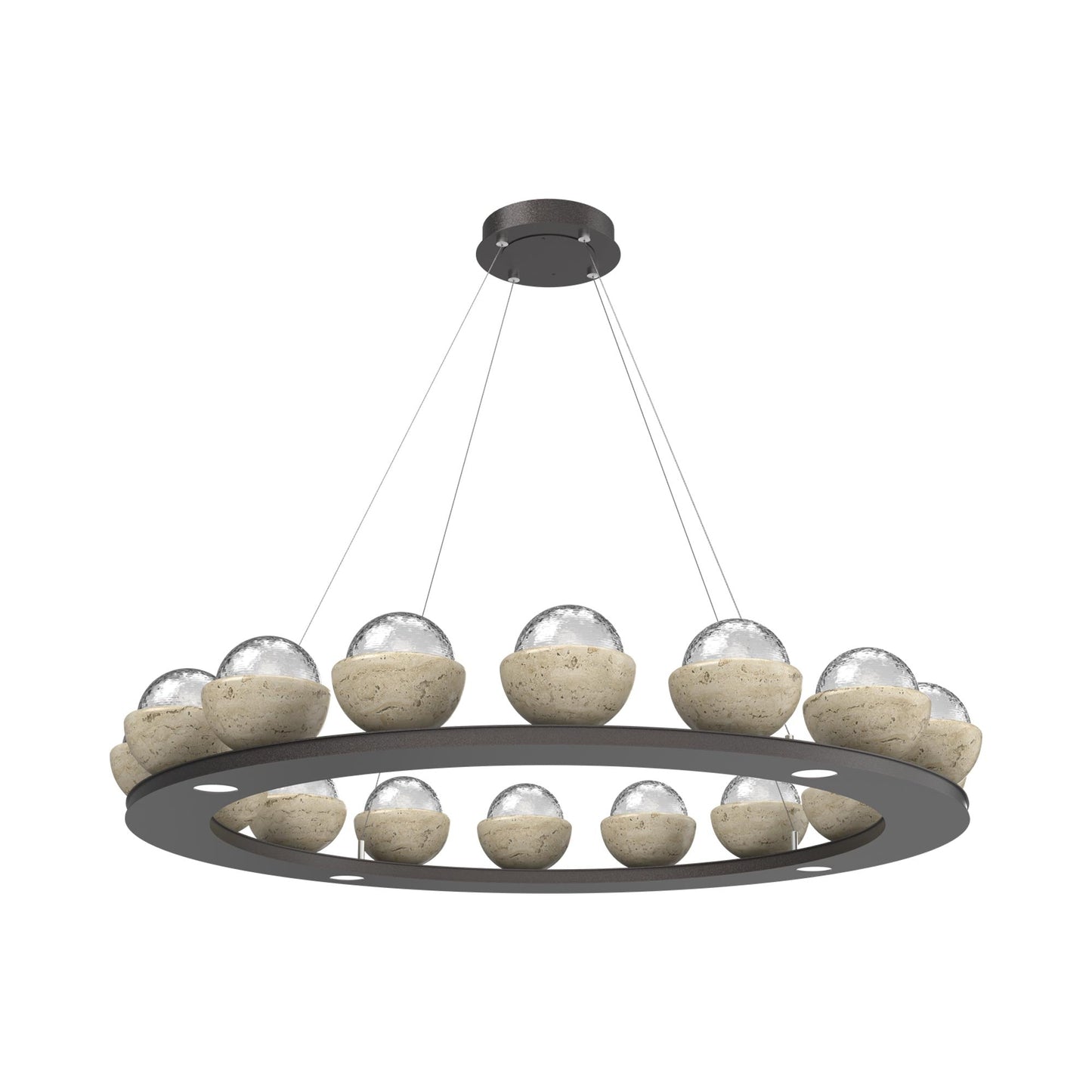 Cabochon Ring Clear LED Chandelier in Graphite/Travertine (46.8-Inch).
