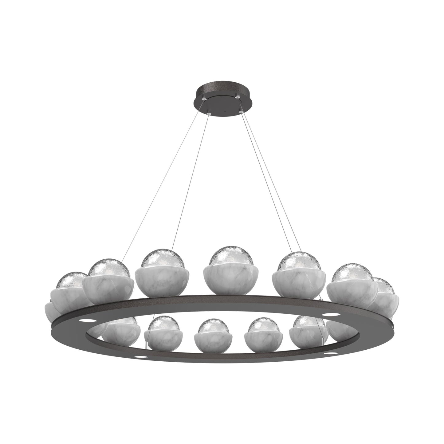 Cabochon Ring Clear LED Chandelier in Graphite/White Marble (46.8-Inch).