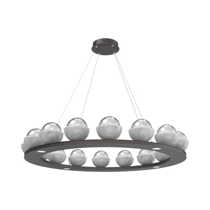 Cabochon Ring Clear LED Chandelier in Graphite/White Marble (46.8-Inch).