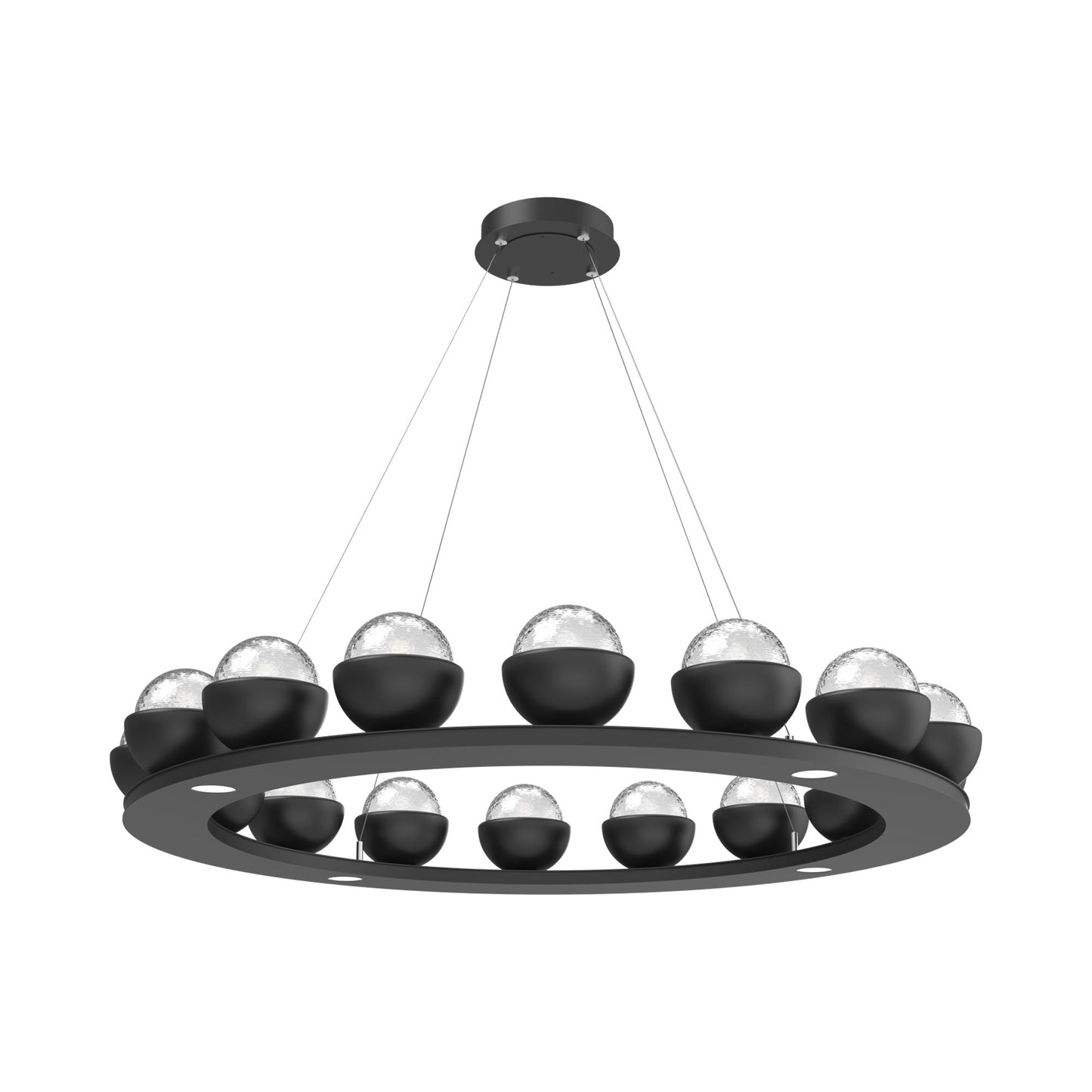 Cabochon Ring Clear LED Chandelier in Matte Black/Matching Finish (46.8-Inch).
