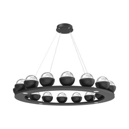 Cabochon Ring Clear LED Chandelier in Matte Black/Matching Finish (46.8-Inch).