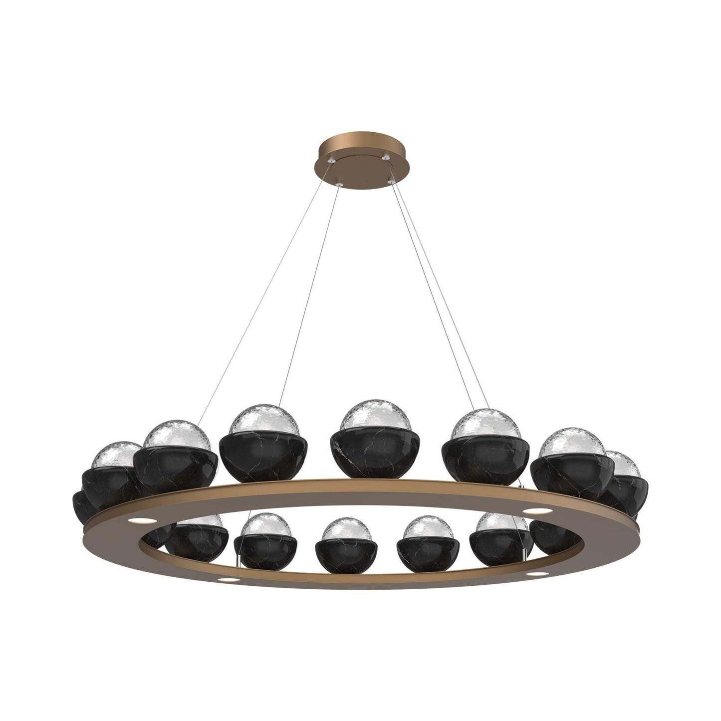 Cabochon Ring Clear LED Chandelier in Novel Brass/Black Marble (46.8-Inch).