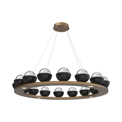 Cabochon Ring Clear LED Chandelier in Novel Brass/Black Marble (46.8-Inch).