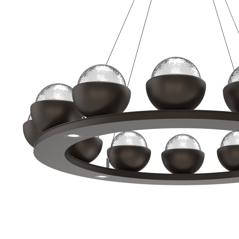 Cabochon Ring Clear LED Chandelier in Detail.