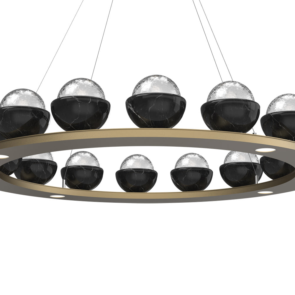 Cabochon Ring Clear LED Chandelier in Detail.