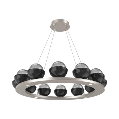 Cabochon Ring Smoke LED Chandelier in Beige Silver/Black Marble (36.7-Inch).