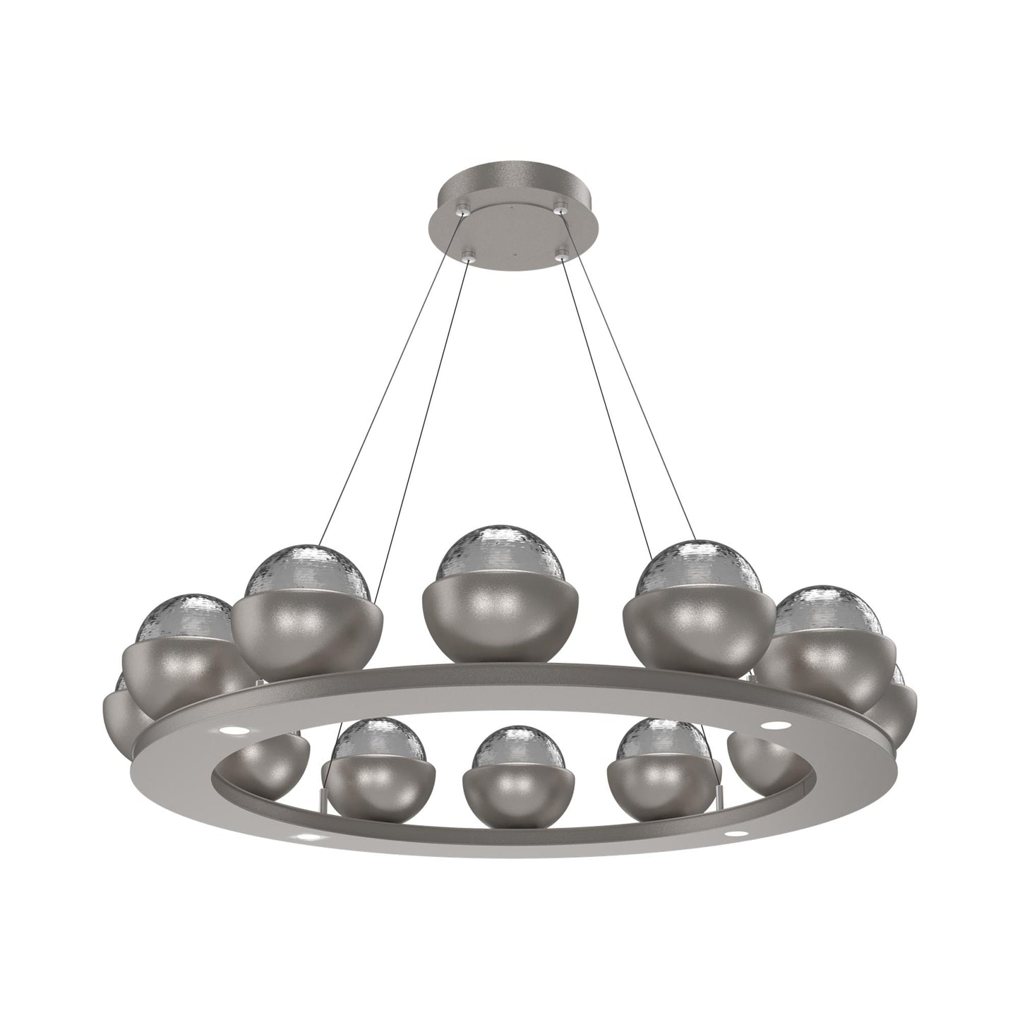 Cabochon Ring Smoke LED Chandelier in Beige Silver/Matching Finish (36.7-Inch).