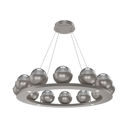 Cabochon Ring Smoke LED Chandelier in Beige Silver/Matching Finish (36.7-Inch).