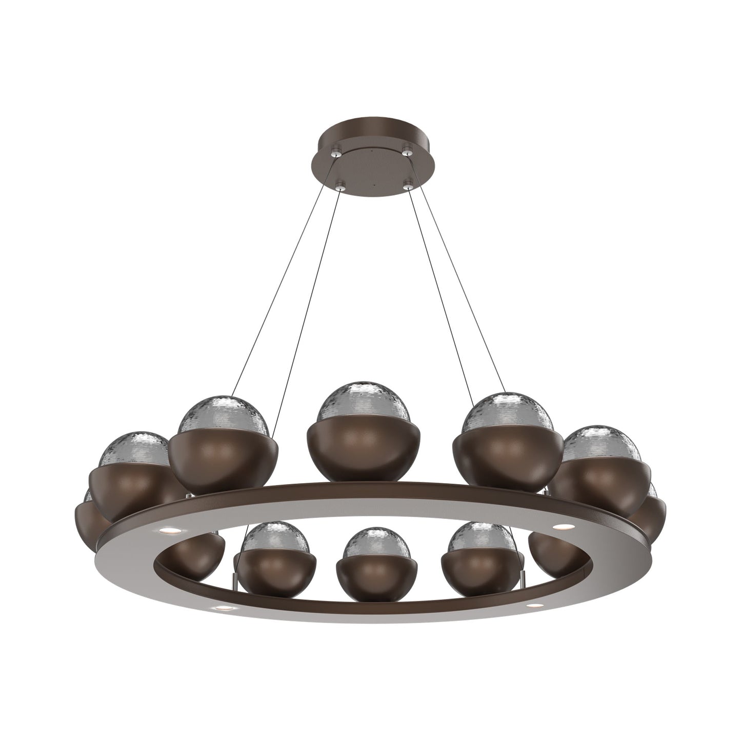 Cabochon Ring Smoke LED Chandelier in Burnished Bronze/Matching Finish (36.7-Inch).