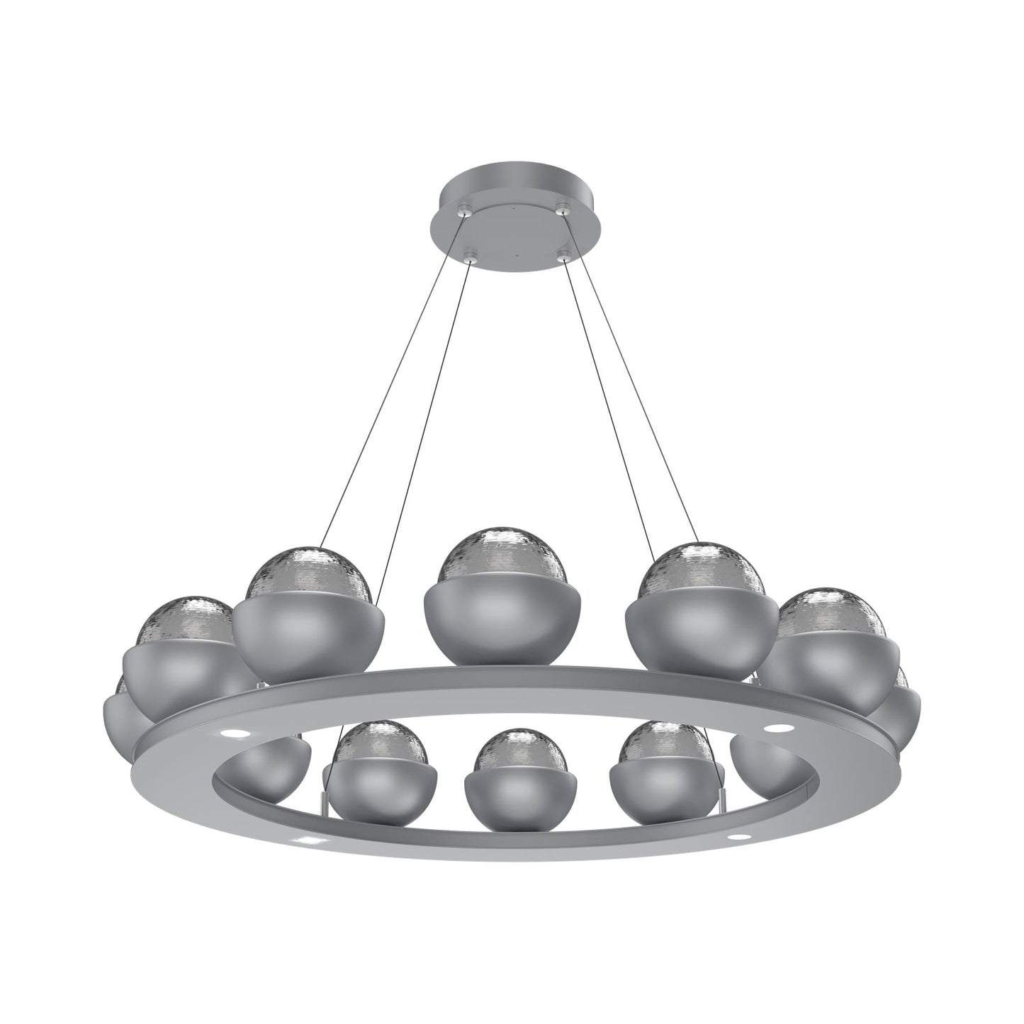 Cabochon Ring Smoke LED Chandelier in Classic Silver/Matching Finish (36.7-Inch).