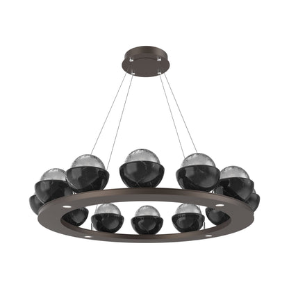 Cabochon Ring Smoke LED Chandelier in Flat Bronze/Black Marble (36.7-Inch).