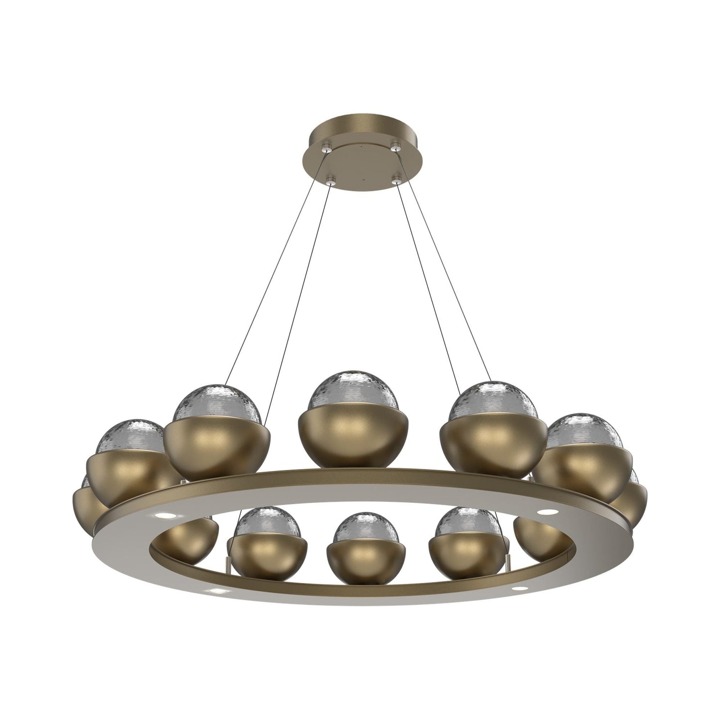Cabochon Ring Smoke LED Chandelier in Gilded Brass/Matching Finish (36.7-Inch).