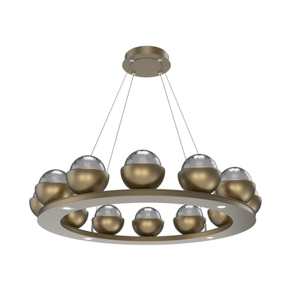 Cabochon Ring Smoke LED Chandelier in Gilded Brass/Matching Finish (36.7-Inch).
