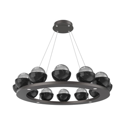 Cabochon Ring Smoke LED Chandelier in Graphite/Black Marble (36.7-Inch).