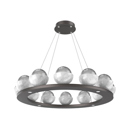 Cabochon Ring Smoke LED Chandelier in Graphite/White Marble (36.7-Inch).