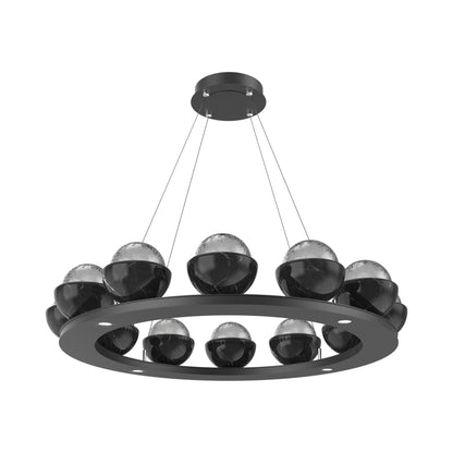 Cabochon Ring Smoke LED Chandelier in Matte Black/Black Marble (36.7-Inch).