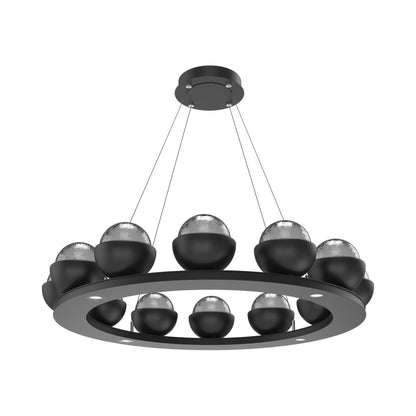 Cabochon Ring Smoke LED Chandelier in Matte Black/Matching Finish (36.7-Inch).
