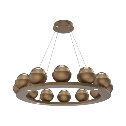 Cabochon Ring Smoke LED Chandelier in Novel Brass/Matching Finish (36.7-Inch).