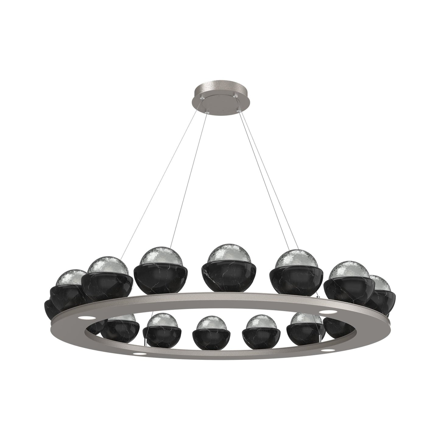Cabochon Ring Smoke LED Chandelier in Beige Silver/Black Marble (46.8-Inch).