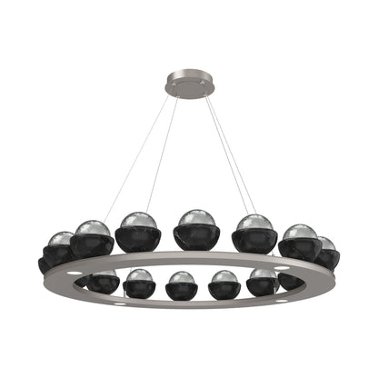 Cabochon Ring Smoke LED Chandelier in Beige Silver/Black Marble (46.8-Inch).