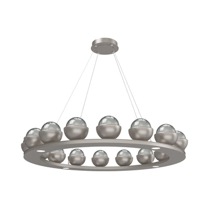 Cabochon Ring Smoke LED Chandelier in Beige Silver/Matching Finish (46.8-Inch).