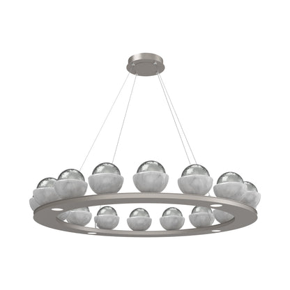 Cabochon Ring Smoke LED Chandelier in Beige Silver/White Marble (46.8-Inch).