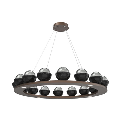 Cabochon Ring Smoke LED Chandelier in Burnished Bronze/Black Marble (46.8-Inch).