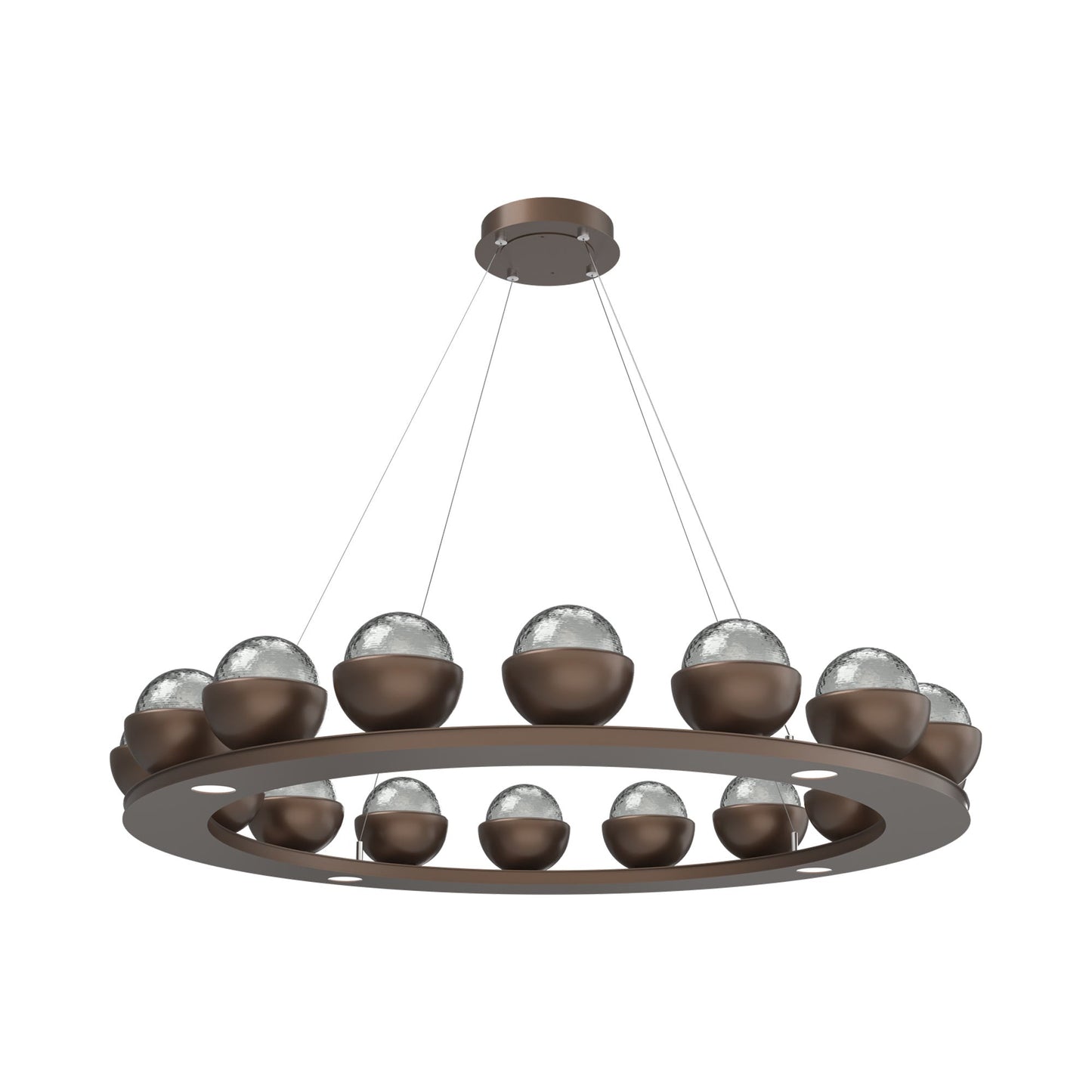 Cabochon Ring Smoke LED Chandelier in Burnished Bronze/Matching Finish (46.8-Inch).