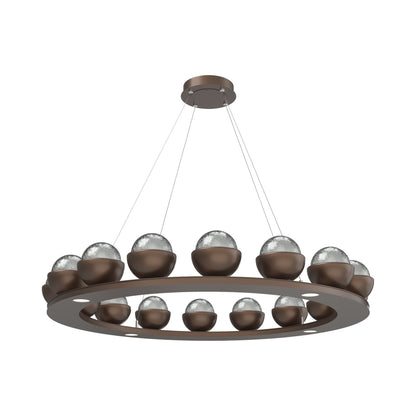 Cabochon Ring Smoke LED Chandelier in Burnished Bronze/Matching Finish (46.8-Inch).