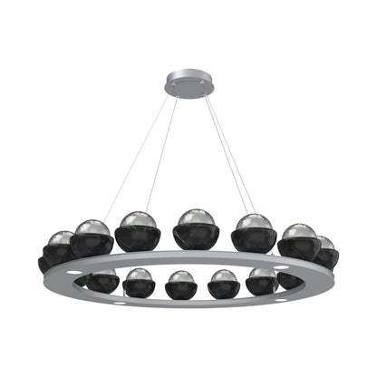 Cabochon Ring Smoke LED Chandelier in Classic Silver/Black Marble (46.8-Inch).