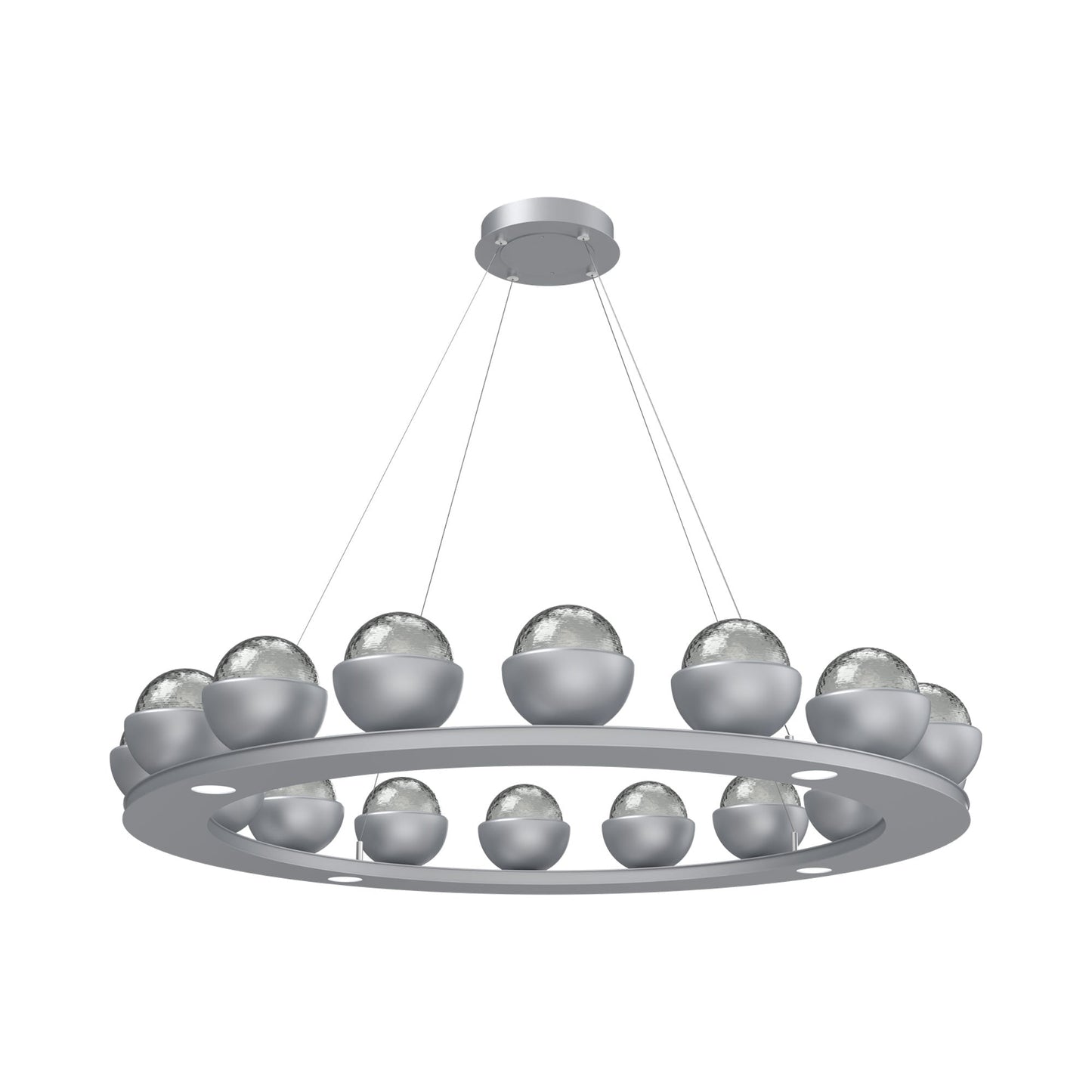 Cabochon Ring Smoke LED Chandelier in Classic Silver/Matching Finish (46.8-Inch).