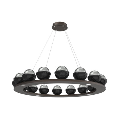 Cabochon Ring Smoke LED Chandelier in Flat Bronze/Black Marble (46.8-Inch).