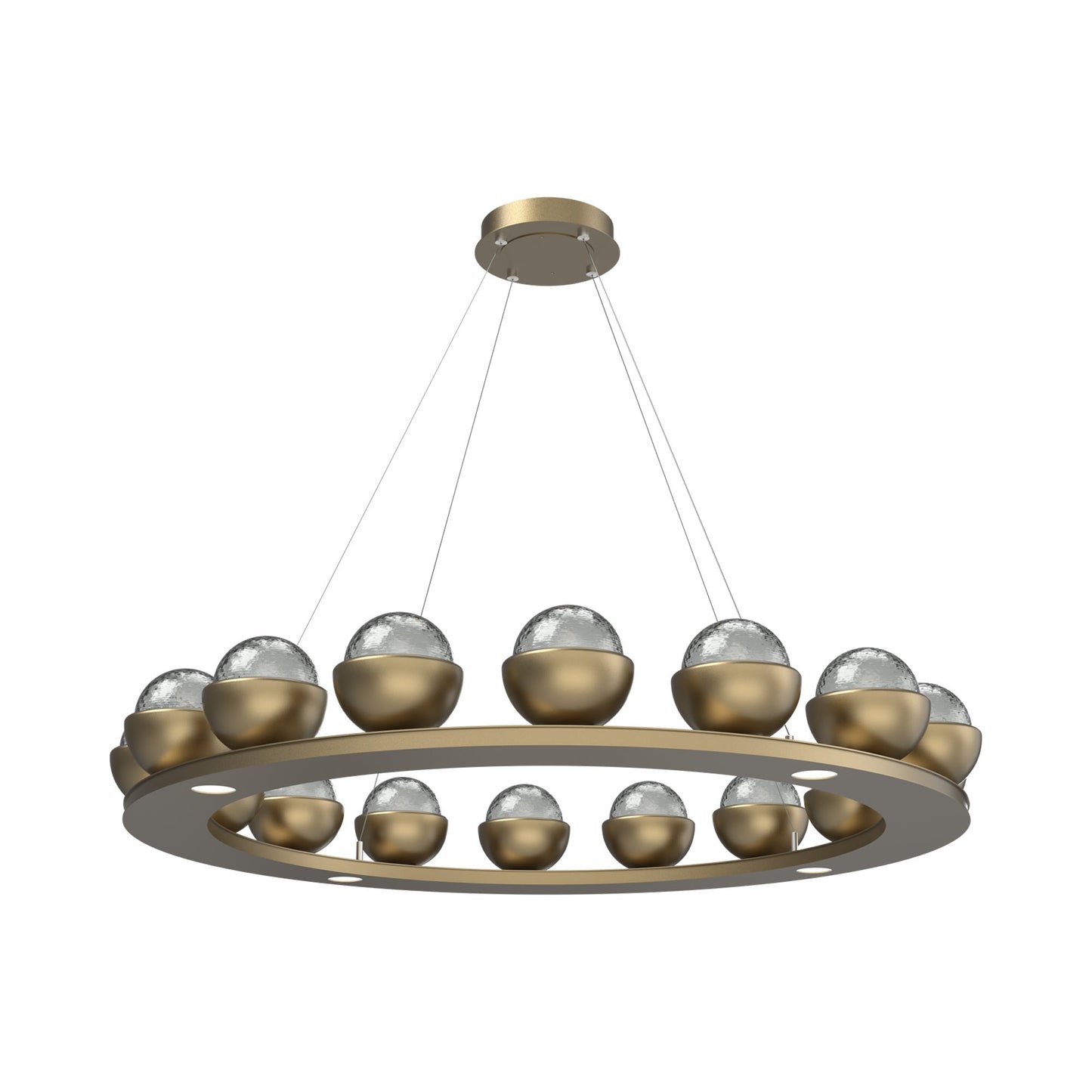 Cabochon Ring Smoke LED Chandelier in Gilded Brass/Matching Finish (46.8-Inch).