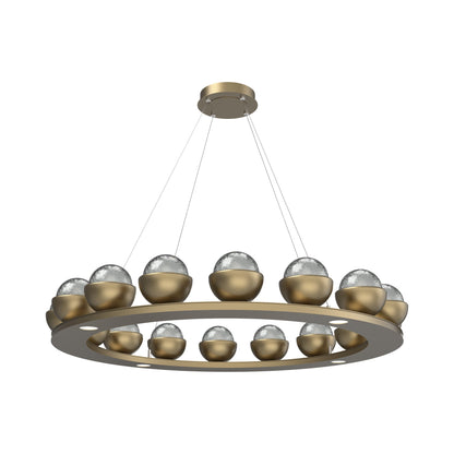 Cabochon Ring Smoke LED Chandelier in Gilded Brass/Matching Finish (46.8-Inch).