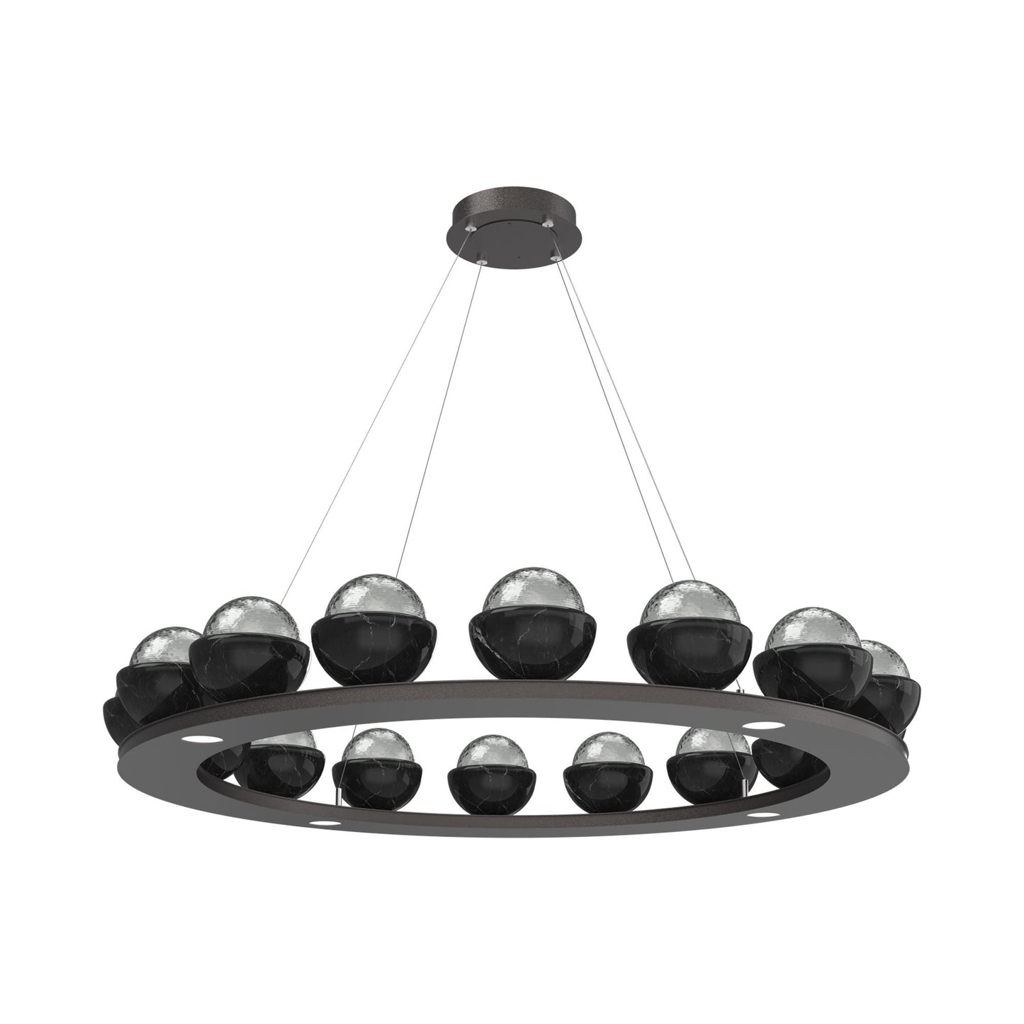 Cabochon Ring Smoke LED Chandelier in Graphite/Black Marble (46.8-Inch).