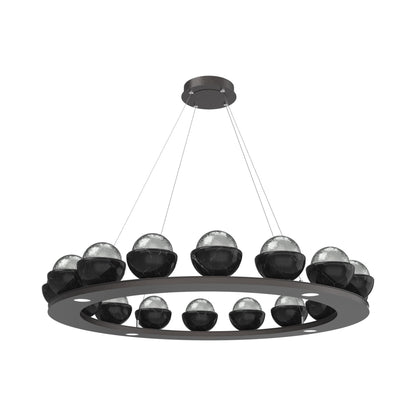 Cabochon Ring Smoke LED Chandelier in Graphite/Black Marble (46.8-Inch).