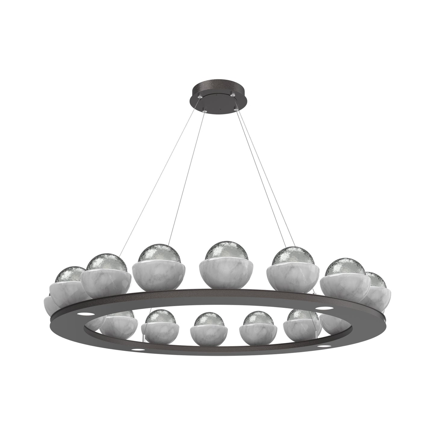 Cabochon Ring Smoke LED Chandelier in Graphite/White Marble (46.8-Inch).