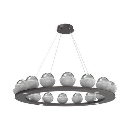 Cabochon Ring Smoke LED Chandelier in Graphite/White Marble (46.8-Inch).