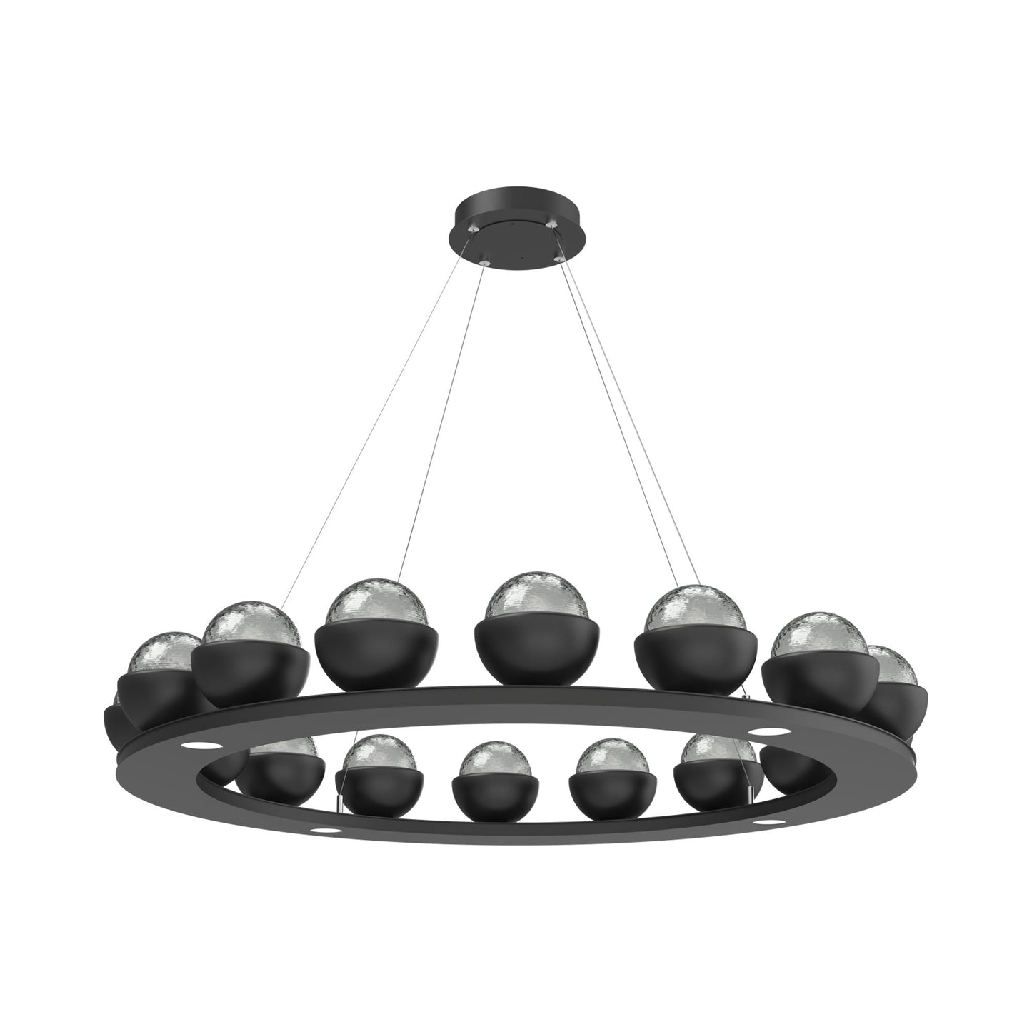 Cabochon Ring Smoke LED Chandelier in Matte Black/Matching Finish (46.8-Inch).