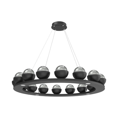Cabochon Ring Smoke LED Chandelier in Matte Black/Matching Finish (46.8-Inch).