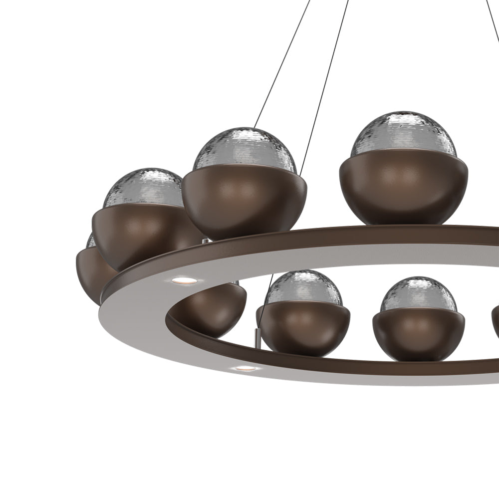 Cabochon Ring Smoke LED Chandelier in Detail.
