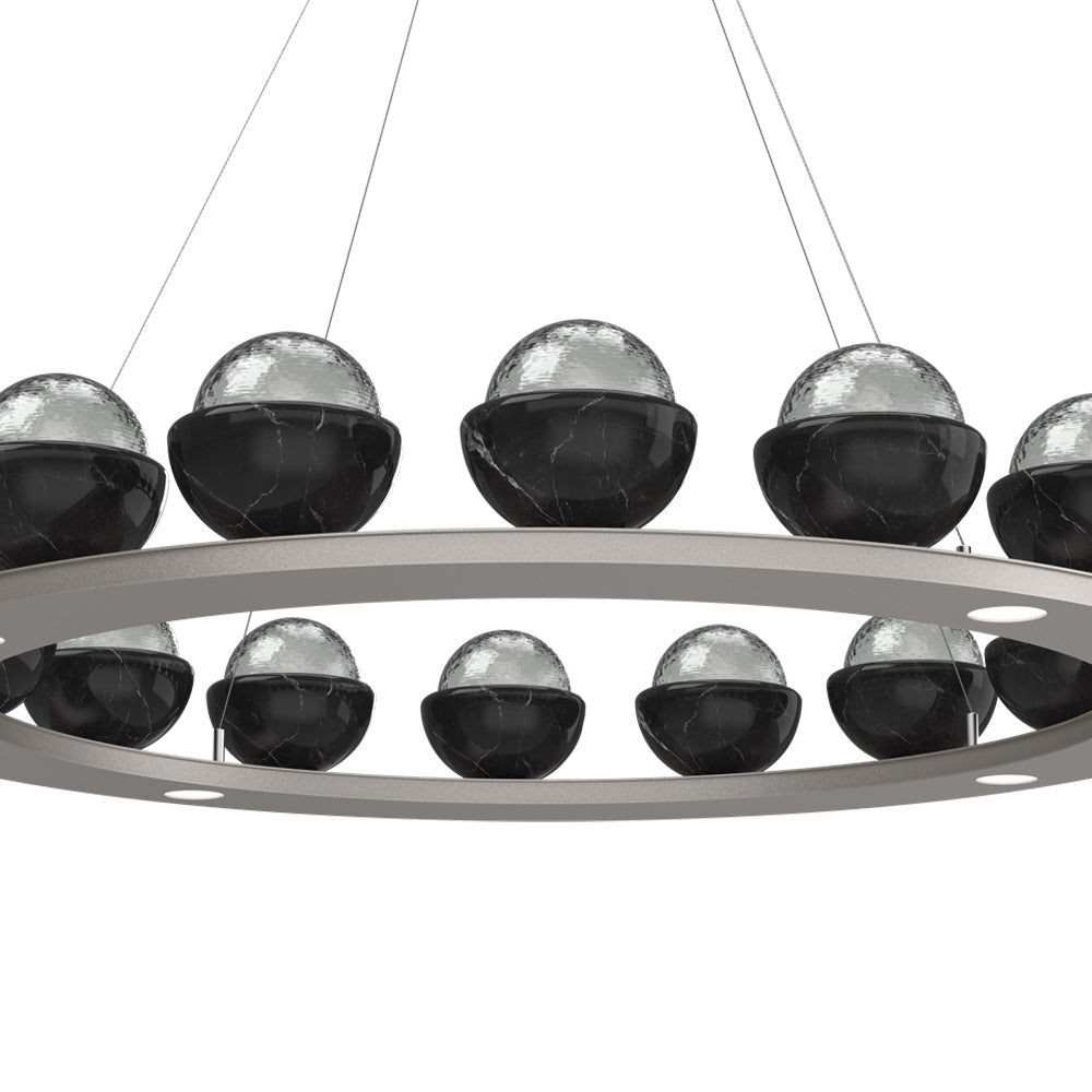 Cabochon Ring Smoke LED Chandelier in Detail.