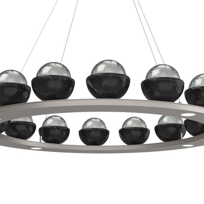 Cabochon Ring Smoke LED Chandelier in Detail.