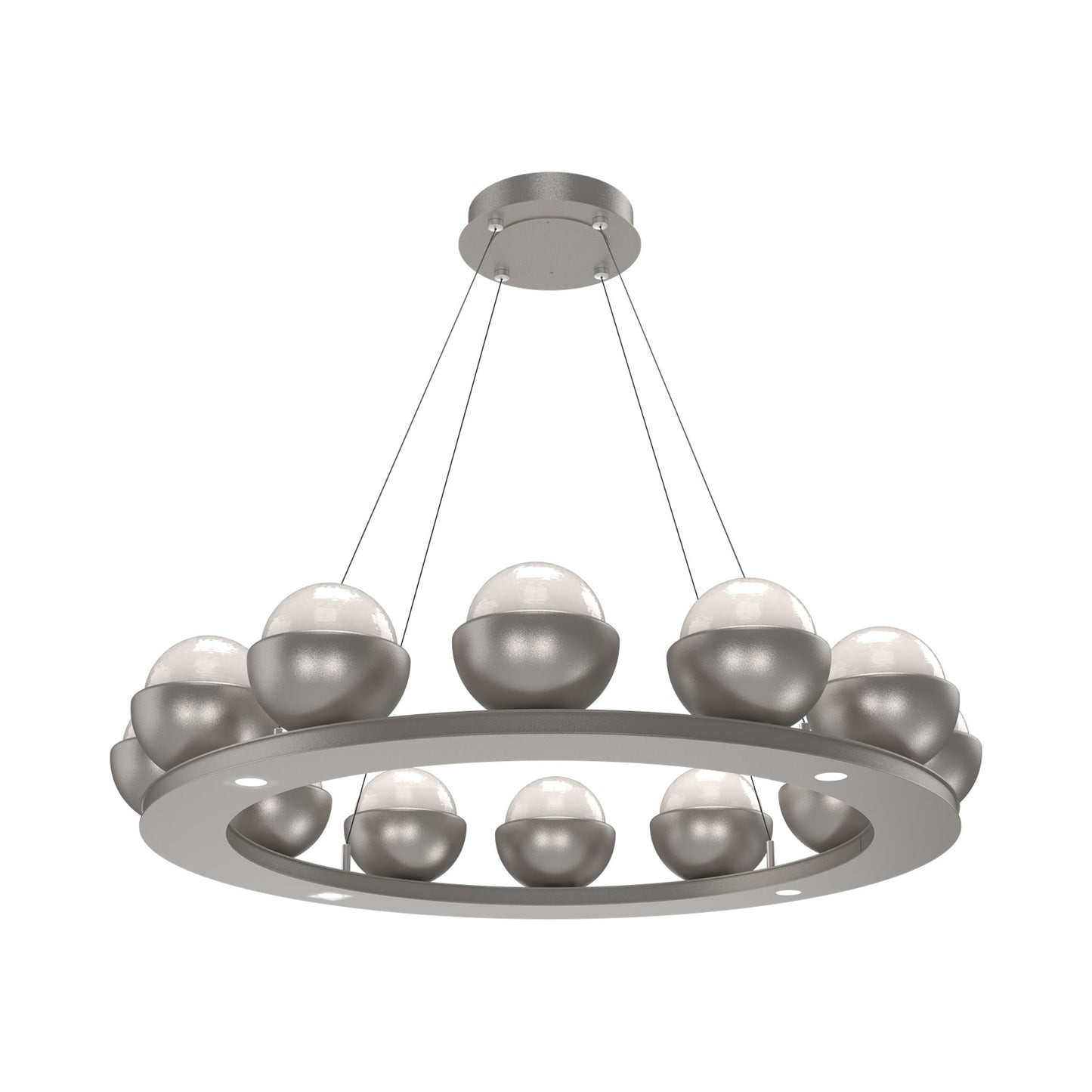 Cabochon Ring White LED Chandelier in Beige Silver/Matching Finish (36.7-Inch).