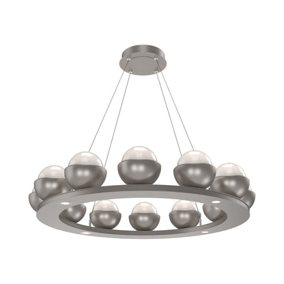 Cabochon Ring White LED Chandelier in Beige Silver/Matching Finish (36.7-Inch).