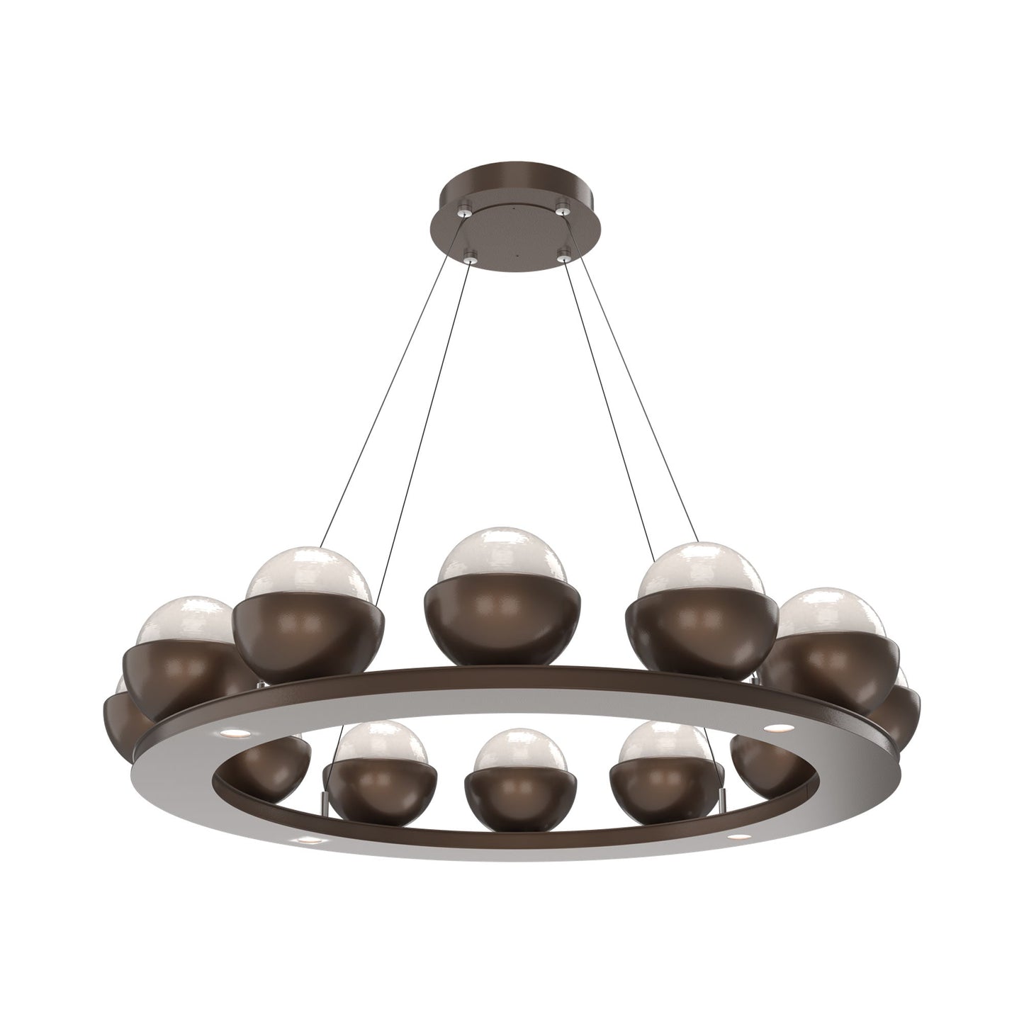 Cabochon Ring White LED Chandelier in Burnished Bronze/Matching Finish (36.7-Inch).