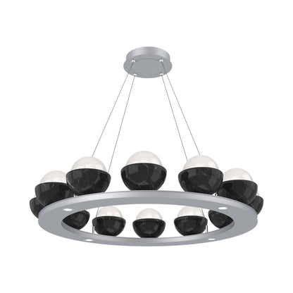 Cabochon Ring White LED Chandelier in Classic Silver/Black Marble (36.7-Inch).